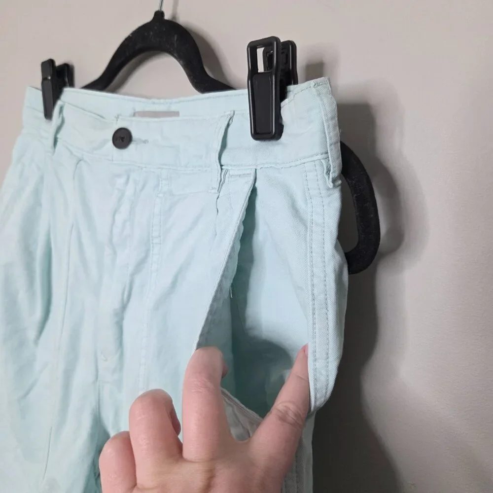 EVERLANE Blue Hight Waist Pleated Tourist Shorts